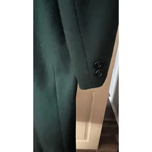 Aldopho Classics Women Sz 12 Overcoat 100% Wool Emerald Green Quiet Luxury Long - Picture 9 of 12